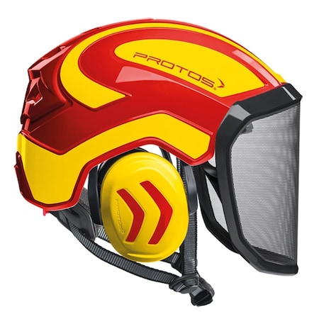 Pfanner Vented Safety Helmet, PROTOS, Red/Neon Yellow PROTOS-RY
